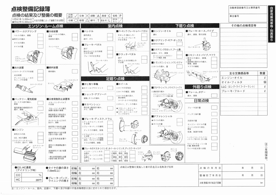 点検整備記録簿